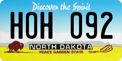 ND license plate HOH092