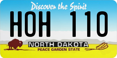 ND license plate HOH110