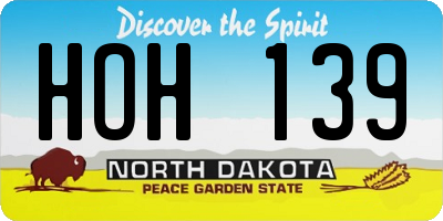 ND license plate HOH139