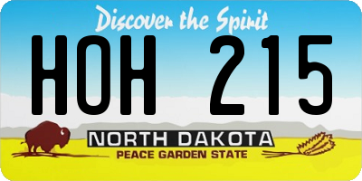 ND license plate HOH215
