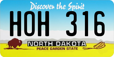 ND license plate HOH316