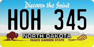 ND license plate HOH345