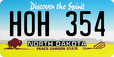 ND license plate HOH354