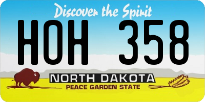 ND license plate HOH358