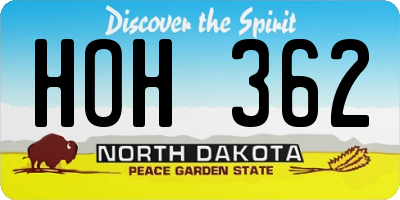 ND license plate HOH362