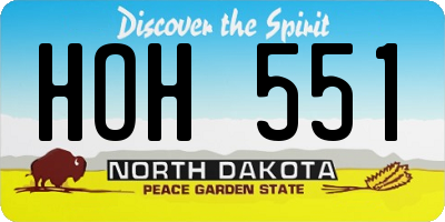 ND license plate HOH551