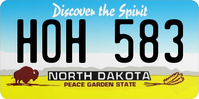 ND license plate HOH583