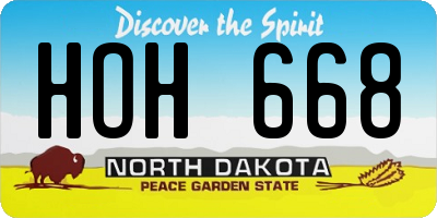 ND license plate HOH668