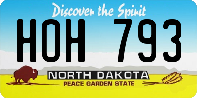 ND license plate HOH793