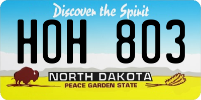 ND license plate HOH803