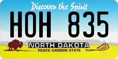 ND license plate HOH835