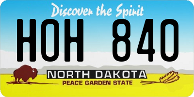 ND license plate HOH840
