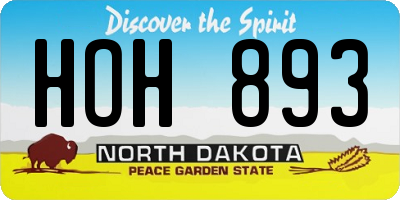 ND license plate HOH893