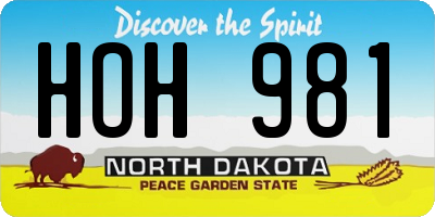 ND license plate HOH981