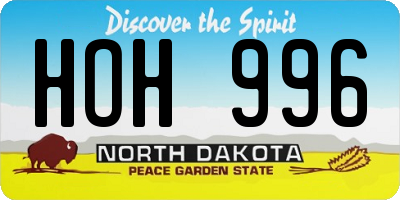 ND license plate HOH996