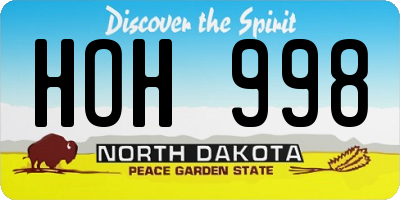 ND license plate HOH998