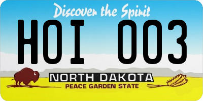 ND license plate HOI003