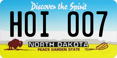 ND license plate HOI007
