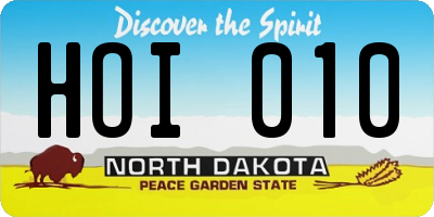 ND license plate HOI010
