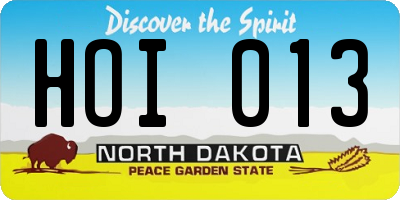 ND license plate HOI013