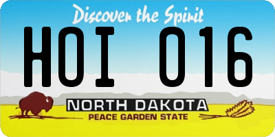 ND license plate HOI016