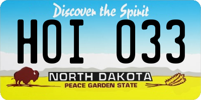 ND license plate HOI033