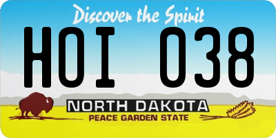 ND license plate HOI038