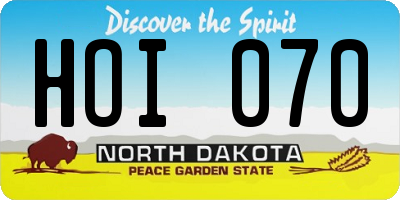 ND license plate HOI070