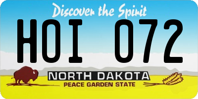 ND license plate HOI072