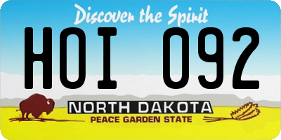 ND license plate HOI092
