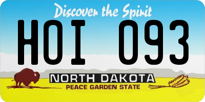 ND license plate HOI093