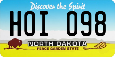 ND license plate HOI098