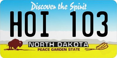 ND license plate HOI103