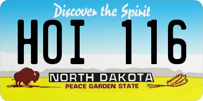 ND license plate HOI116