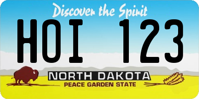 ND license plate HOI123