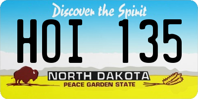 ND license plate HOI135