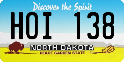 ND license plate HOI138