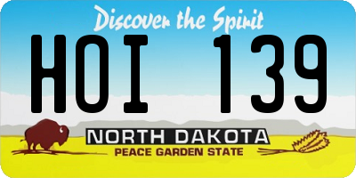 ND license plate HOI139