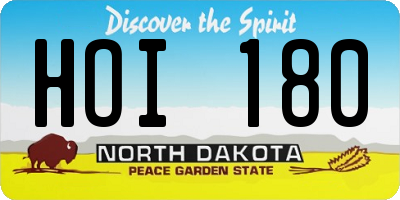 ND license plate HOI180