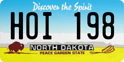 ND license plate HOI198