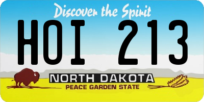 ND license plate HOI213