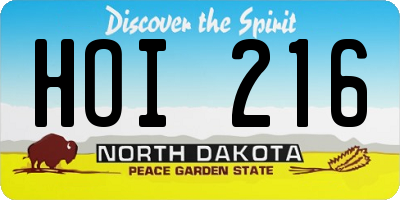 ND license plate HOI216