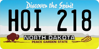 ND license plate HOI218
