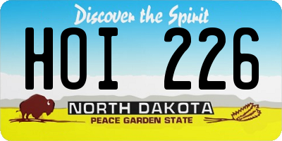 ND license plate HOI226