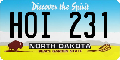 ND license plate HOI231