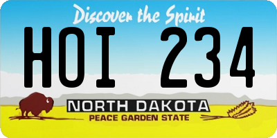 ND license plate HOI234
