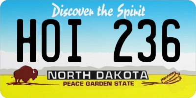 ND license plate HOI236