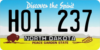 ND license plate HOI237