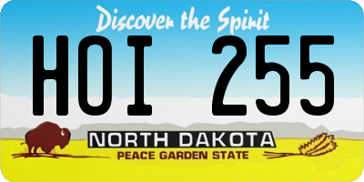 ND license plate HOI255