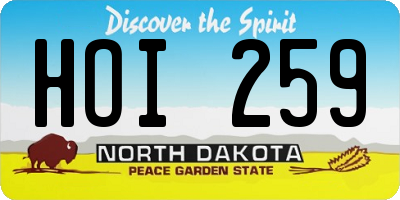 ND license plate HOI259